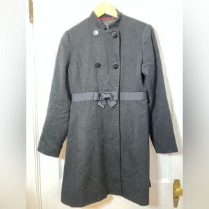 Banana Republic Charcoal Double-Breasted Trench Coat Wool